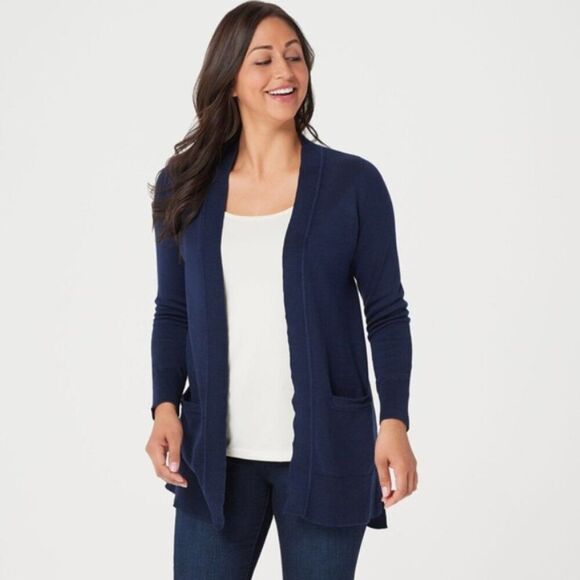 NWOT Isaac Mizrahi Live! Essentials Open Front Cardigan | Size M - Picture 1 of 8